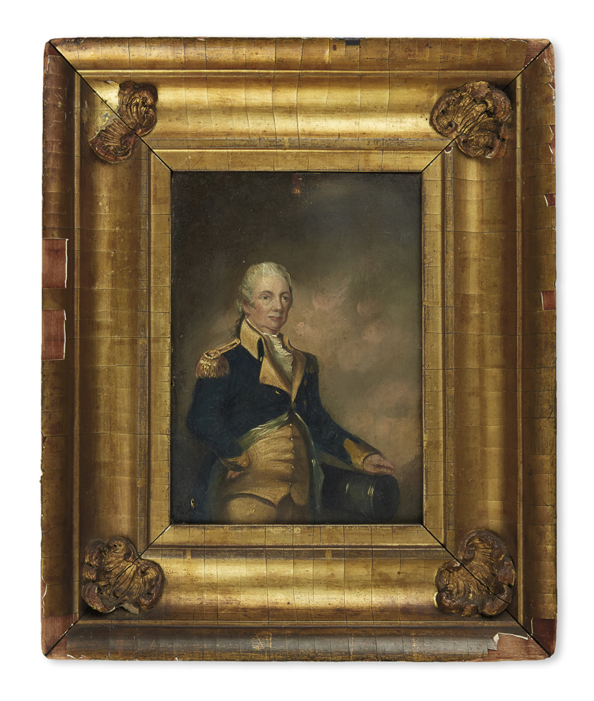 (AMERICAN REVOLUTION--HISTORY.) Oil portrait of General Henry Knox after Gilbert Stuarts 1806 portrait.